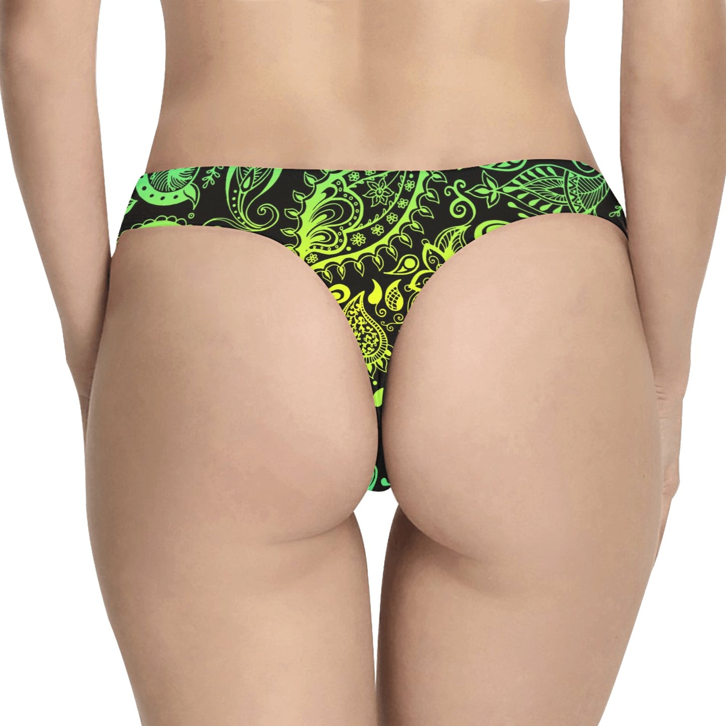 Paisley Green Design Print Women's Thongs