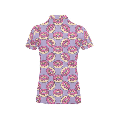 Donut Pattern Print Design DN015 Women's Polo Shirt