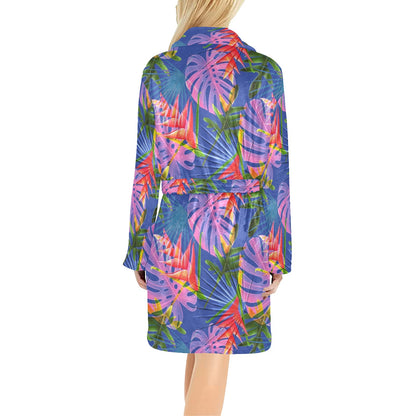 Tropical Flower Pattern Print Design TF025 Women's Fleece Robe