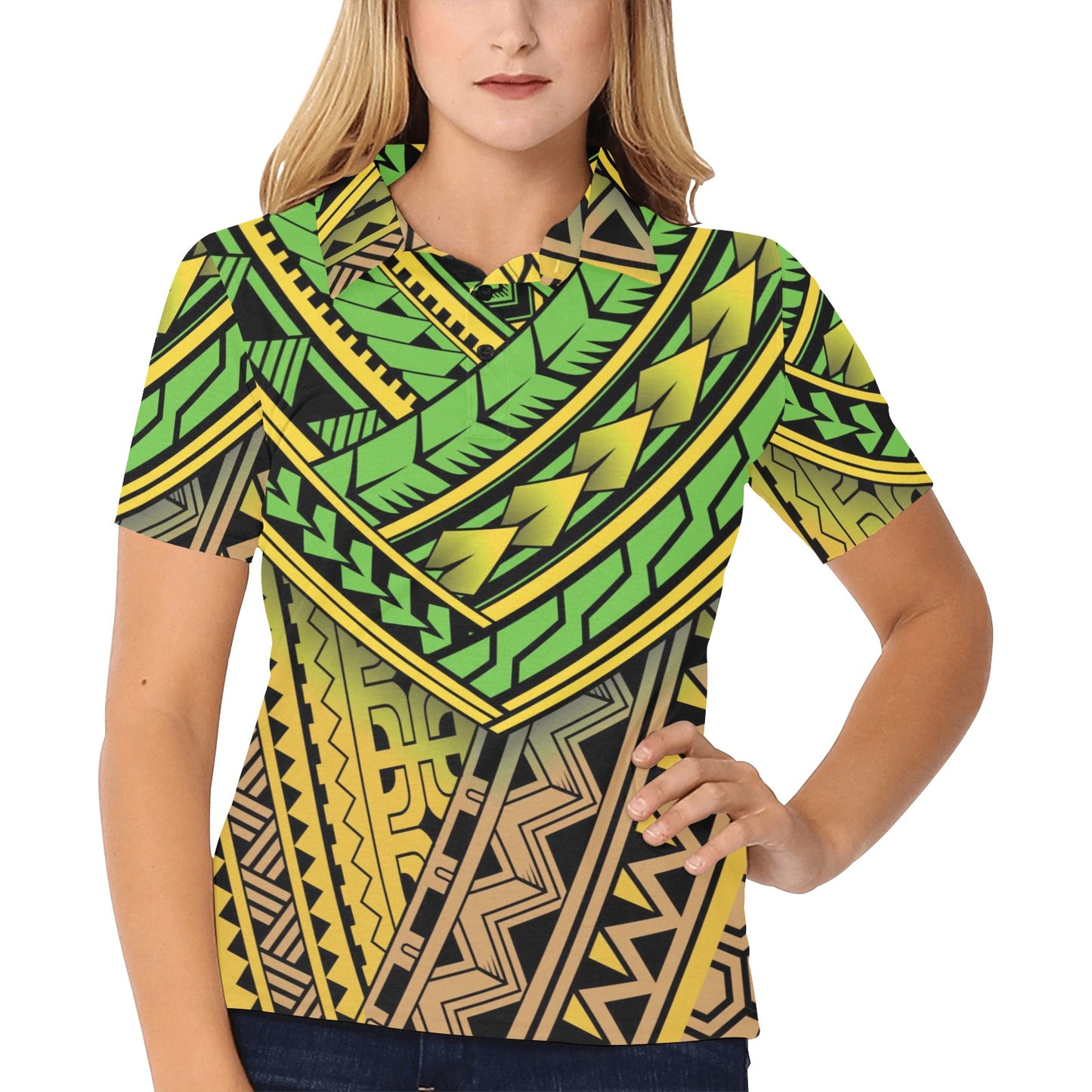Polynesian Tribal Color Women's Polo Shirt