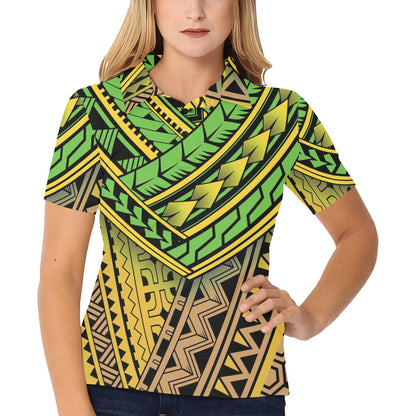 Polynesian Tribal Color Women's Polo Shirt