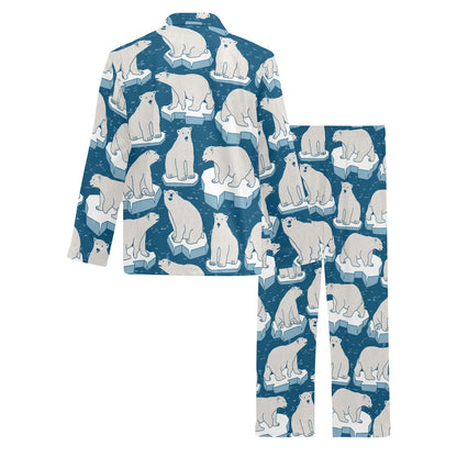 Polar Bear Pattern Print Design PB03 Men's Long Pajama Set