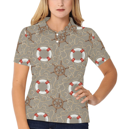 Nautical Pattern Print Design A02 Women's Polo Shirt