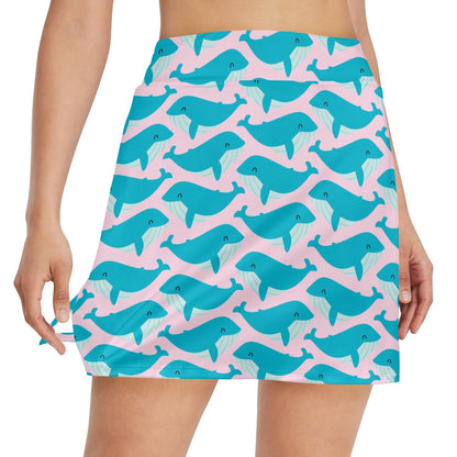 Whale Print Design LKS302 17" Golf & Pickleball Skort with Pockets