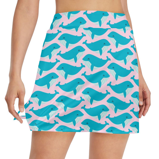Whale Print Design LKS302 17" Golf & Pickleball Skort with Pockets