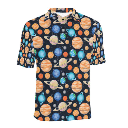 Planet Colorful Print Design LKS301 Men Polo Shirt