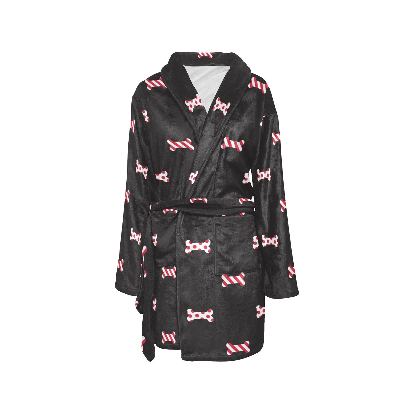 Dog Bone Pattern Print Design 04 Women's Fleece Robe