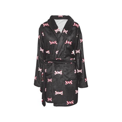 Dog Bone Pattern Print Design 04 Women's Fleece Robe