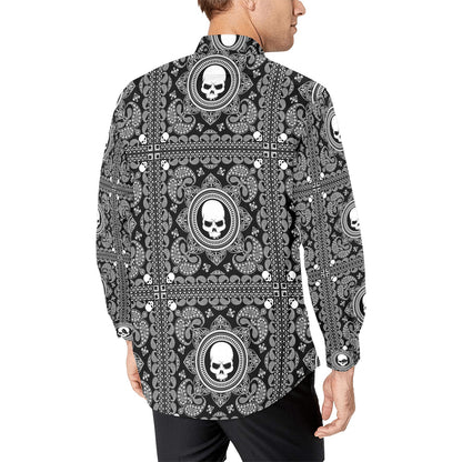 Bandana Skull Print Design LKS303 Men's Long Sleeve Dress Shirt