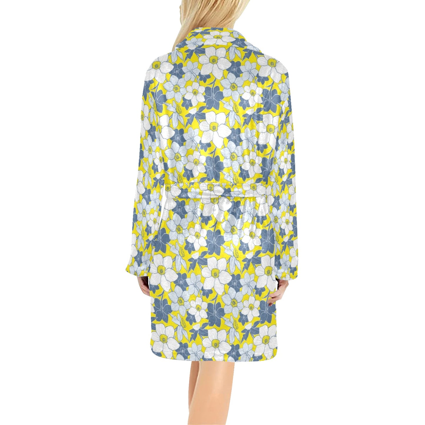 Daffodils Pattern Print Design 01 Women's Fleece Robe