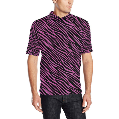 Zebra Pink Print Design LKS304 Men Polo Shirt