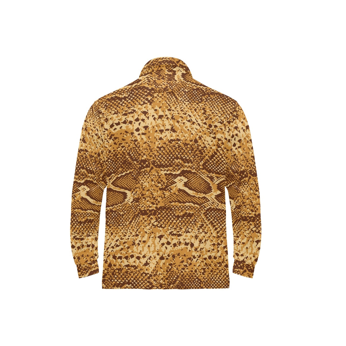 Python Brown Pattern Print Design A03 Long Sleeve Polo Shirt For Men's