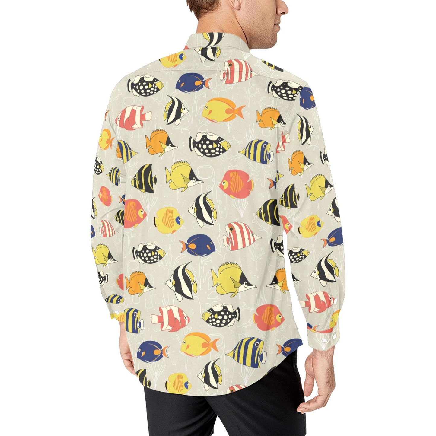 Angelfish Print Design LKS401 Men's Long Sleeve Dress Shirt