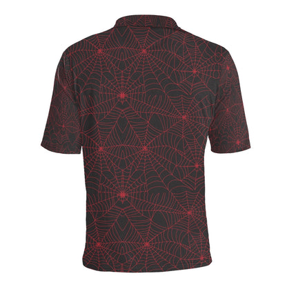 Spider Web Red Print Design LKS302 Men Polo Shirt