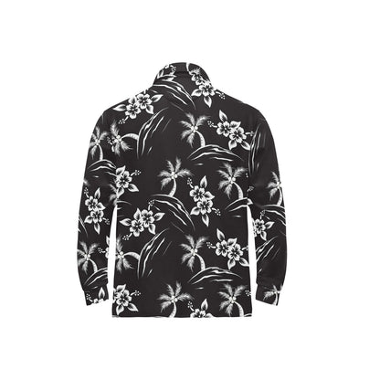 Palm Tree Pattern Print Design PT02 Long Sleeve Polo Shirt For Men's