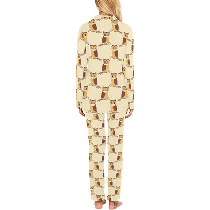 Owl Pattern Print Design A07 Women's Long Pajama Set