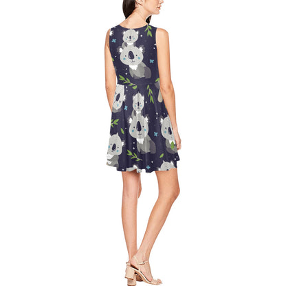 Koala Pattern Print Design 04 Sleeveless Dress