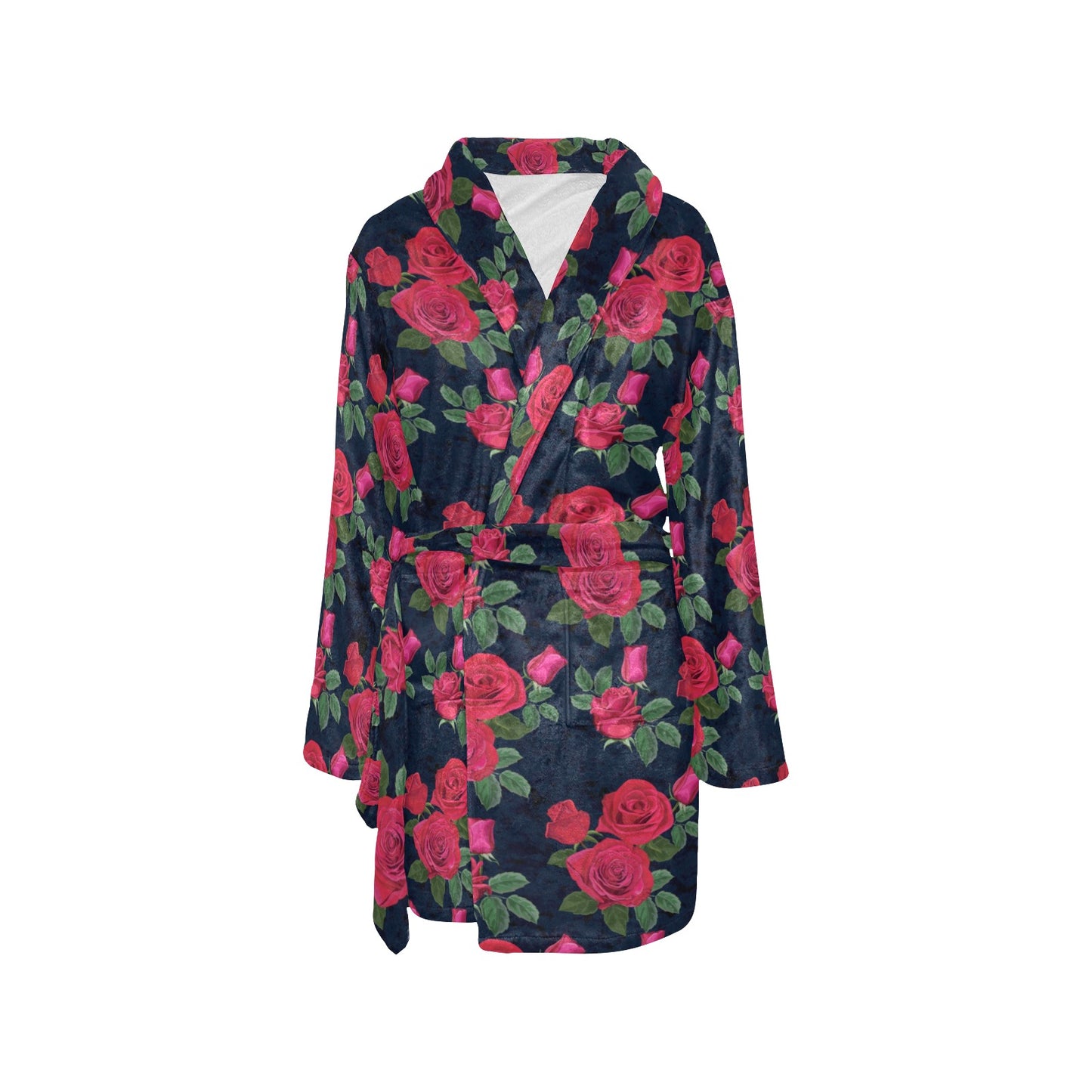 Rose Pattern Print Design A04 Women's Fleece Robe