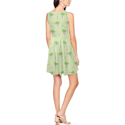 Budgerigar Pattern Print Design 02 Sleeveless Dress