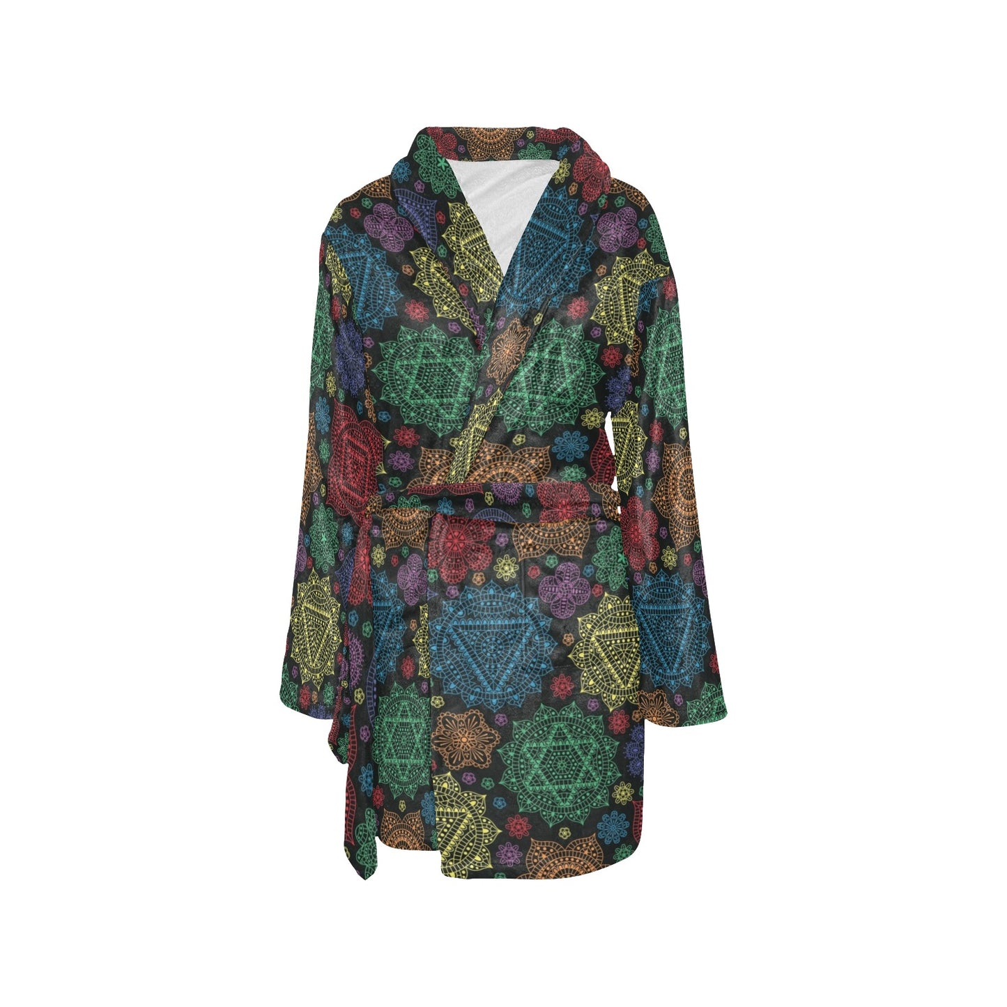Chakra Mandala Print Pattern Women's Fleece Robe