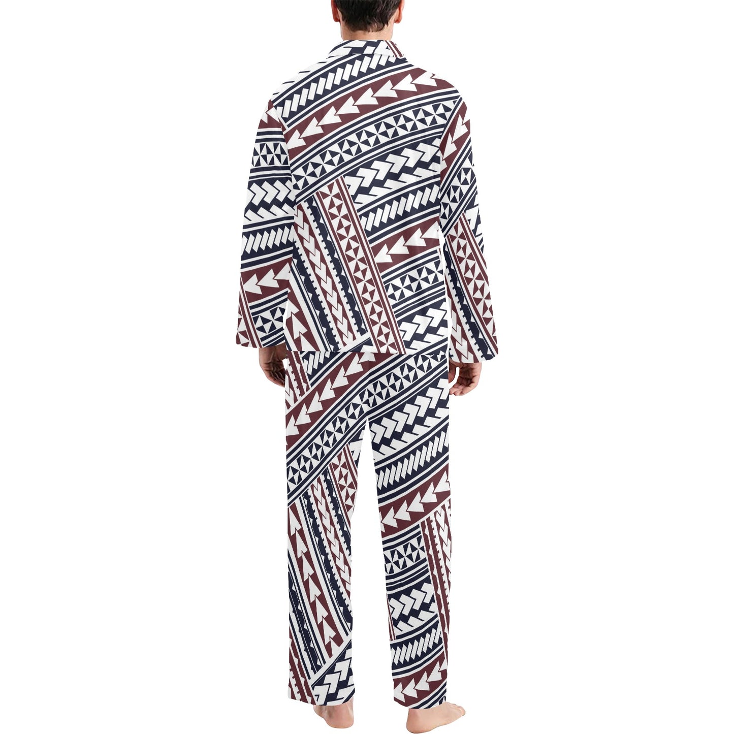 Polynesian Tribal line Men's Long Pajama Set