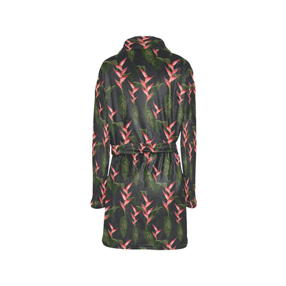 Heliconia Pattern Print Design HL07 Women's Fleece Robe