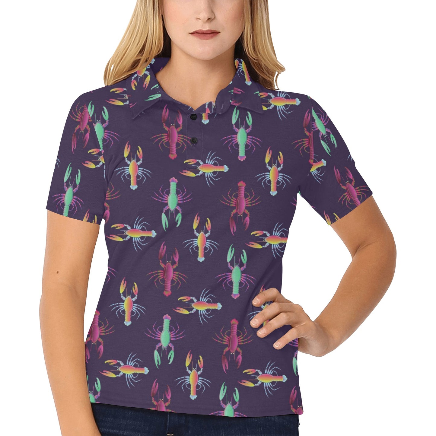 Lobster Print Design LKS402 Women's Polo Shirt