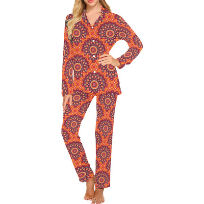 Bohemian Pattern Print Design 04 Women's Long Pajama Set