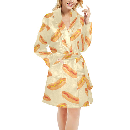 Hot Dog Pattern Print Design 05 Women's Fleece Robe