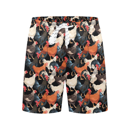 Chicken Print Pattern Men's Swim Trunks Beach Shorts