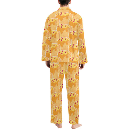 Pancake Pattern Print Design A04 Men's Long Pajama Set