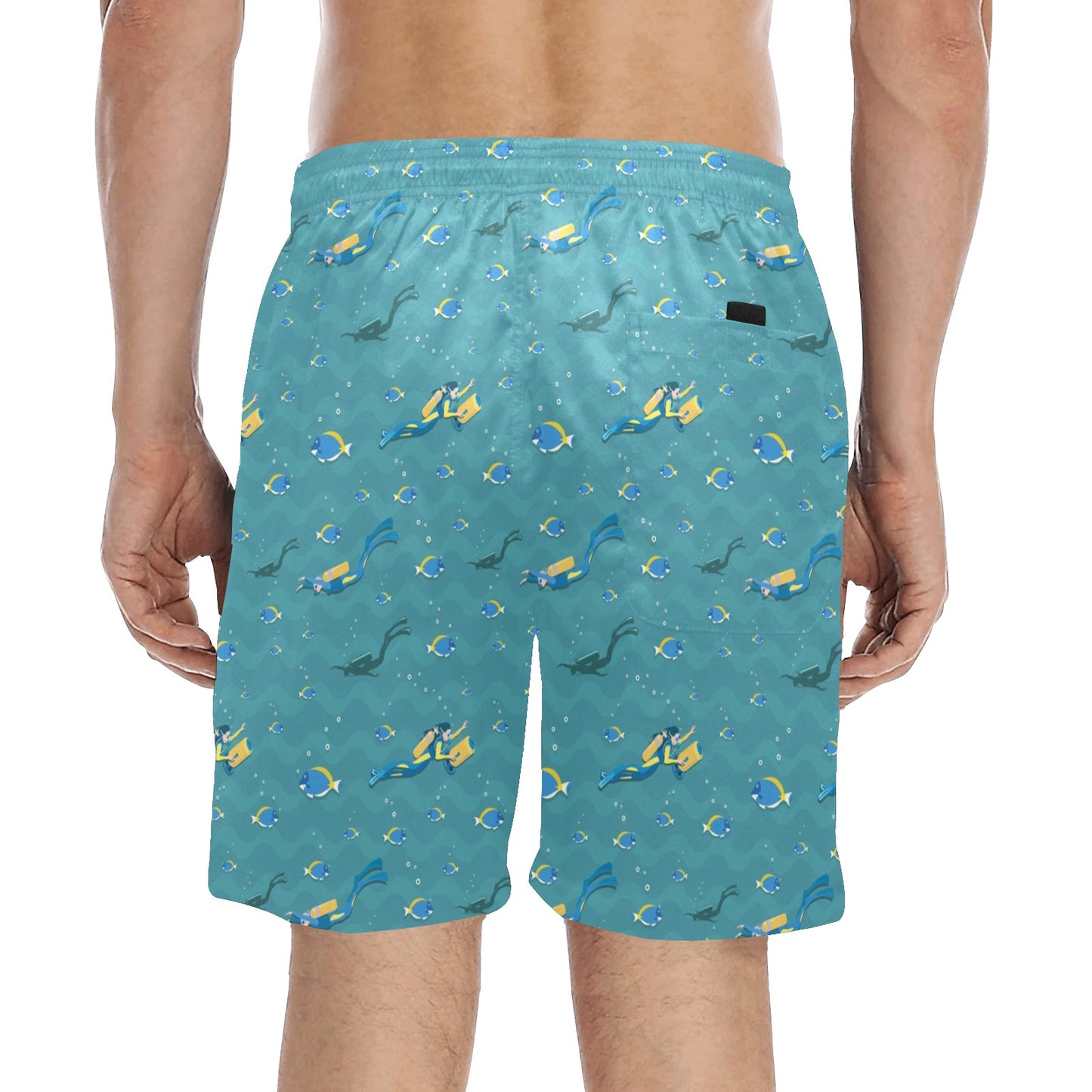 Scuba Driving Pattern Print Design LKS306 Men's Swim Trunks Beach Shorts