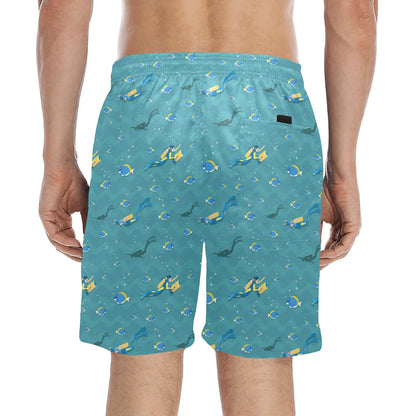 Scuba Driving Pattern Print Design LKS306 Men's Swim Trunks Beach Shorts