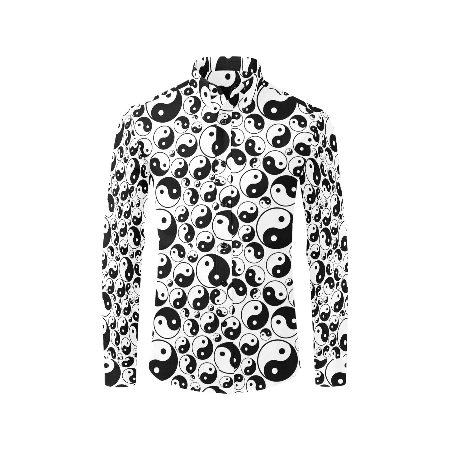 Yin Yang Print Design LKS302 Men's Long Sleeve Dress Shirt
