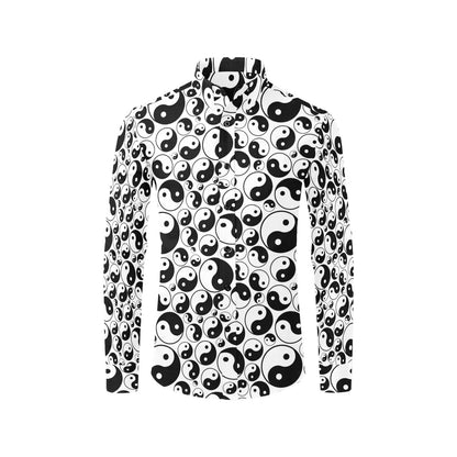 Yin Yang Print Design LKS302 Men's Long Sleeve Dress Shirt