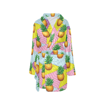 Pineapple Pattern Print Design PP05 Women's Fleece Robe