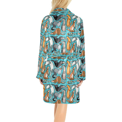 Ferret Pattern Print Design 03 Women's Fleece Robe