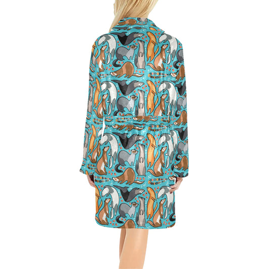 Ferret Pattern Print Design 03 Women's Fleece Robe