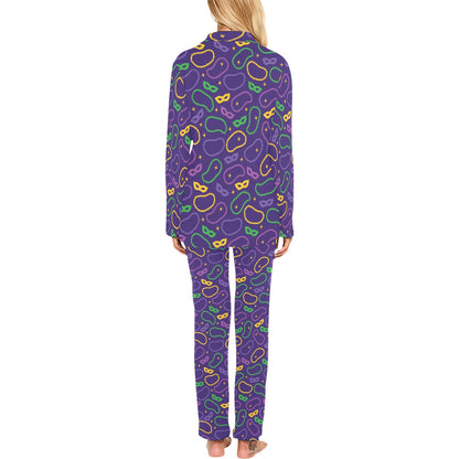 Mardi Gras Pattern Print Design 04 Women's Long Pajama Set