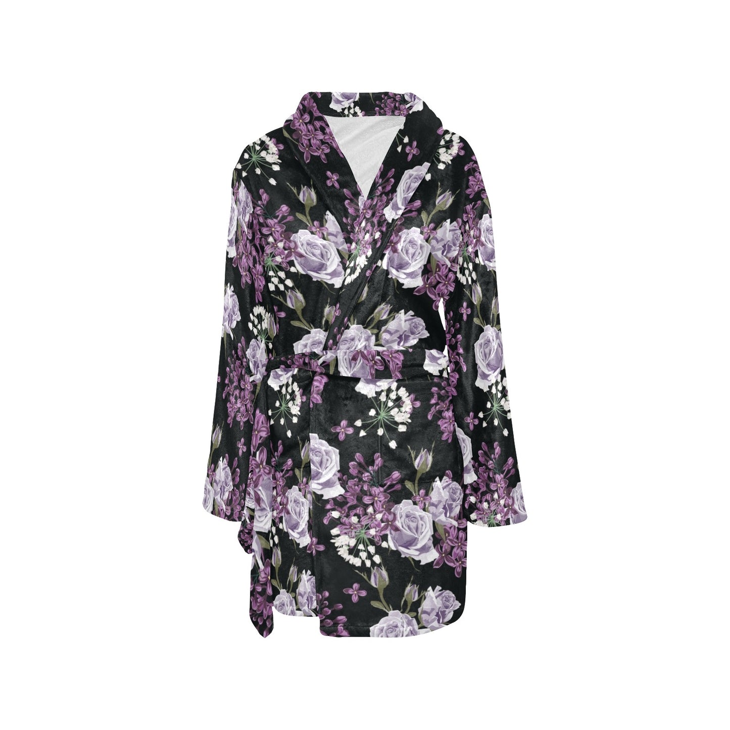 Lilac Pattern Print Design LI04 Women's Fleece Robe