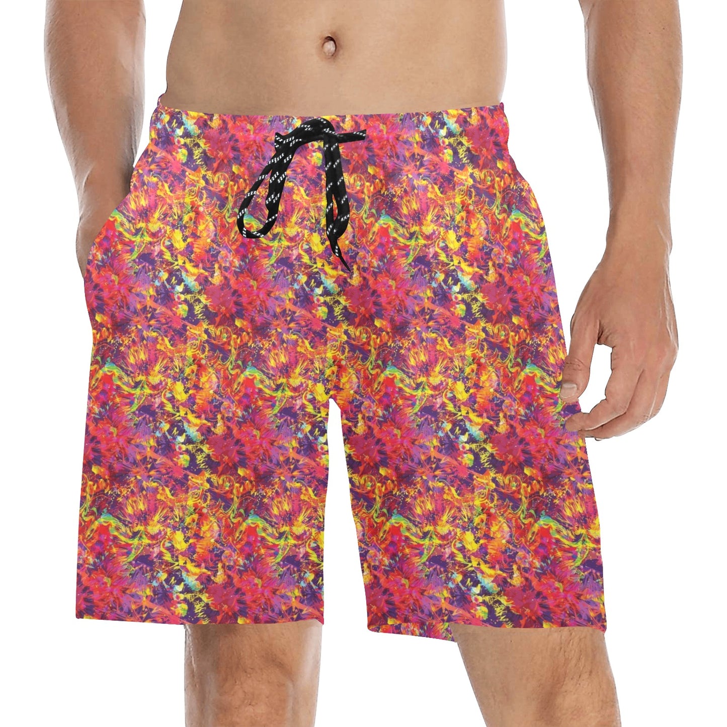 Splatter Print Design LKS303 Men's Swim Trunks Beach Shorts