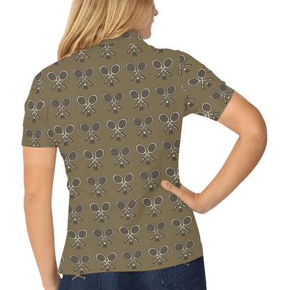 Badminton Pattern Print Design 07 Women's Polo Shirt