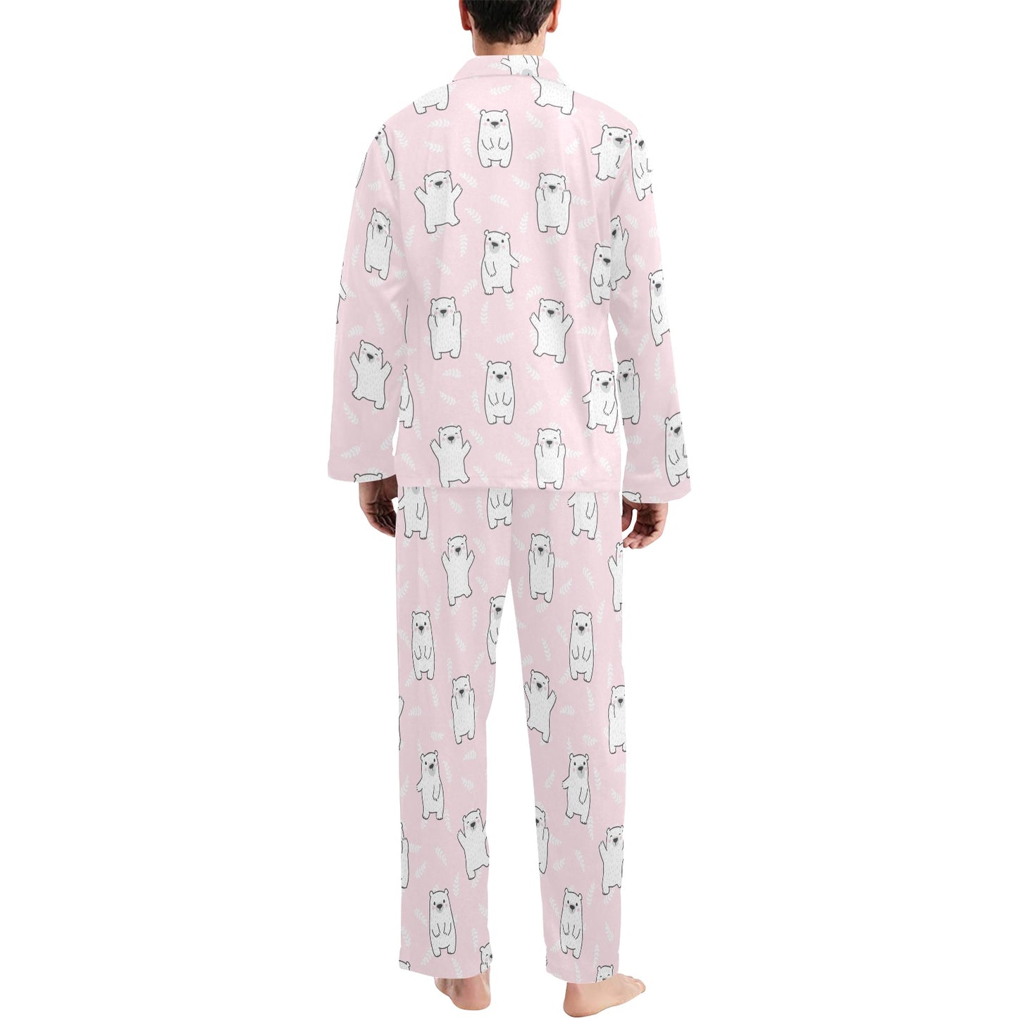 Polar Bear Pattern Print Design PB09 Men's Long Pajama Set