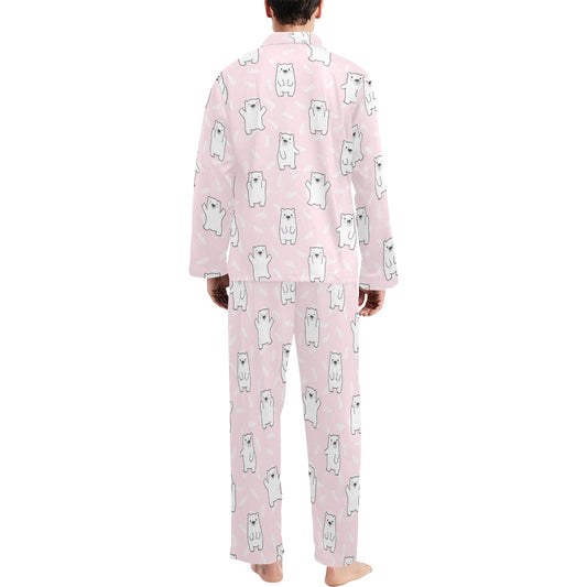 Polar Bear Pattern Print Design PB09 Men's Long Pajama Set
