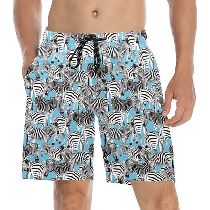 Zebra Print Design LKS305 Men's Swim Trunks Beach Shorts