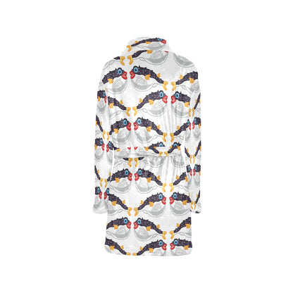 Fugu Pattern Print Design 03 Women's Fleece Robe