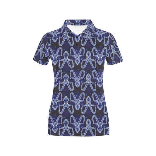 Capricorn Zodiac Pattern Print Design 03 Women's Polo Shirt