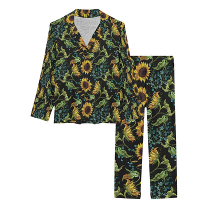 Sunflower Print Design LKS308 Women's Long Pajama Set