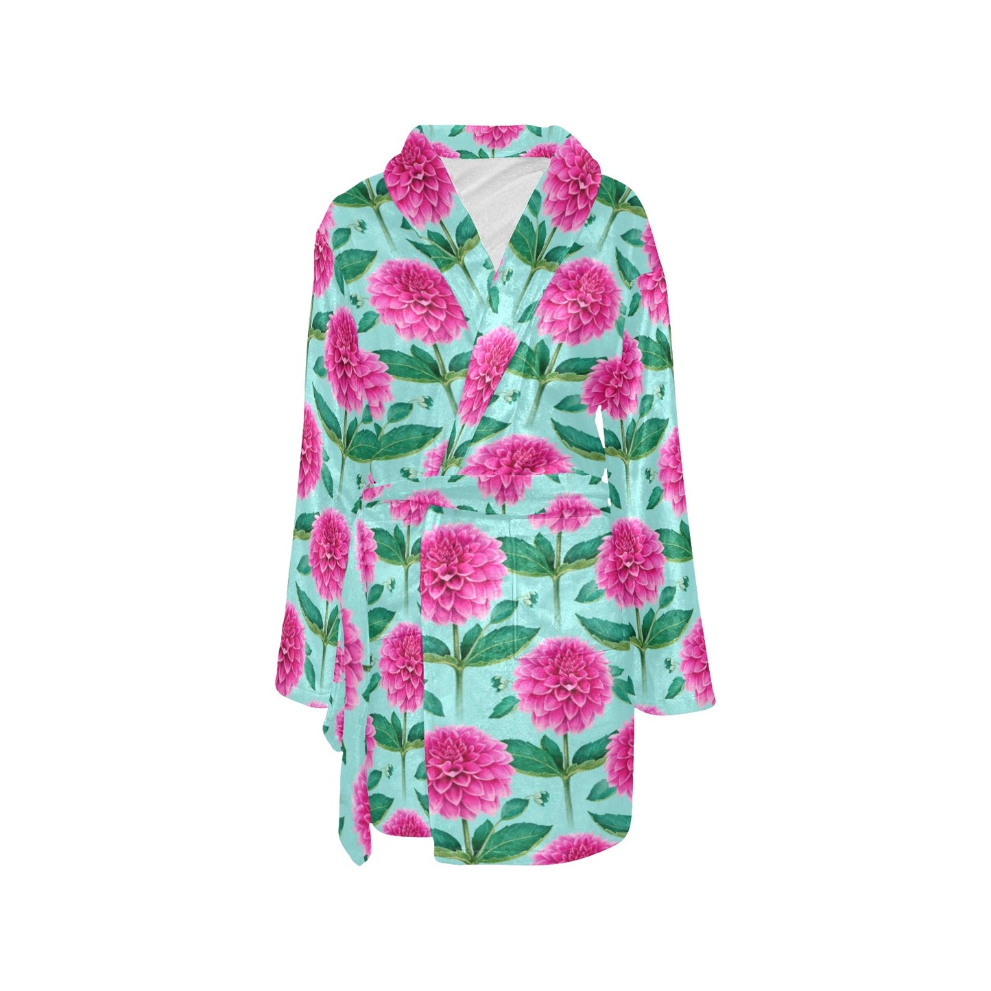Dahlia Pattern Print Design DH08 Women's Fleece Robe