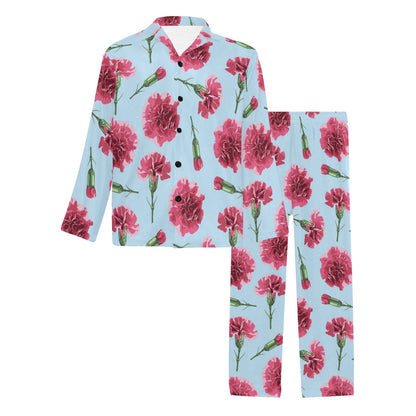 Carnations Pattern Print Design CN01 Men's Long Pajama Set